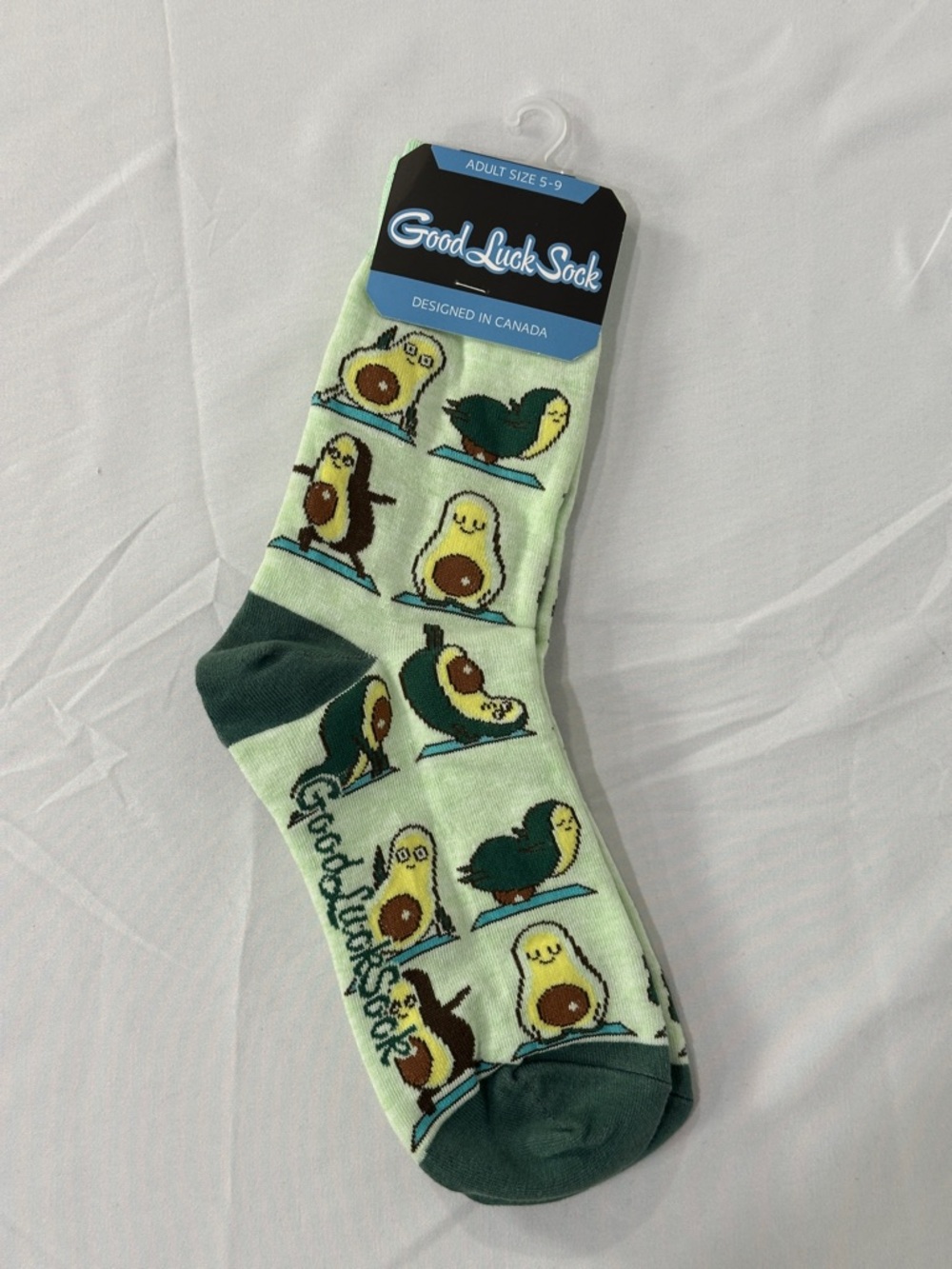 Women's Avocado Pattern Crew Socks in Light Green
